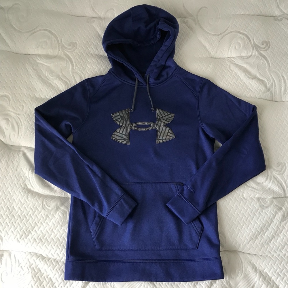 Blue And Grey Semi-Fitted Hooded Sweatshirt